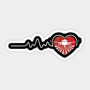 Airplane Heartbeat Pilot Filying Cool Aviator Gift Sticker